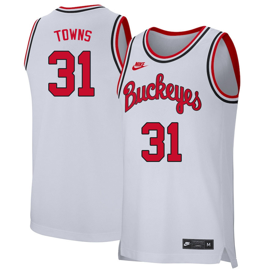 Men #31 Seth Towns Ohio State Buckeyes College Basketball Jerseys Sale-Retro White